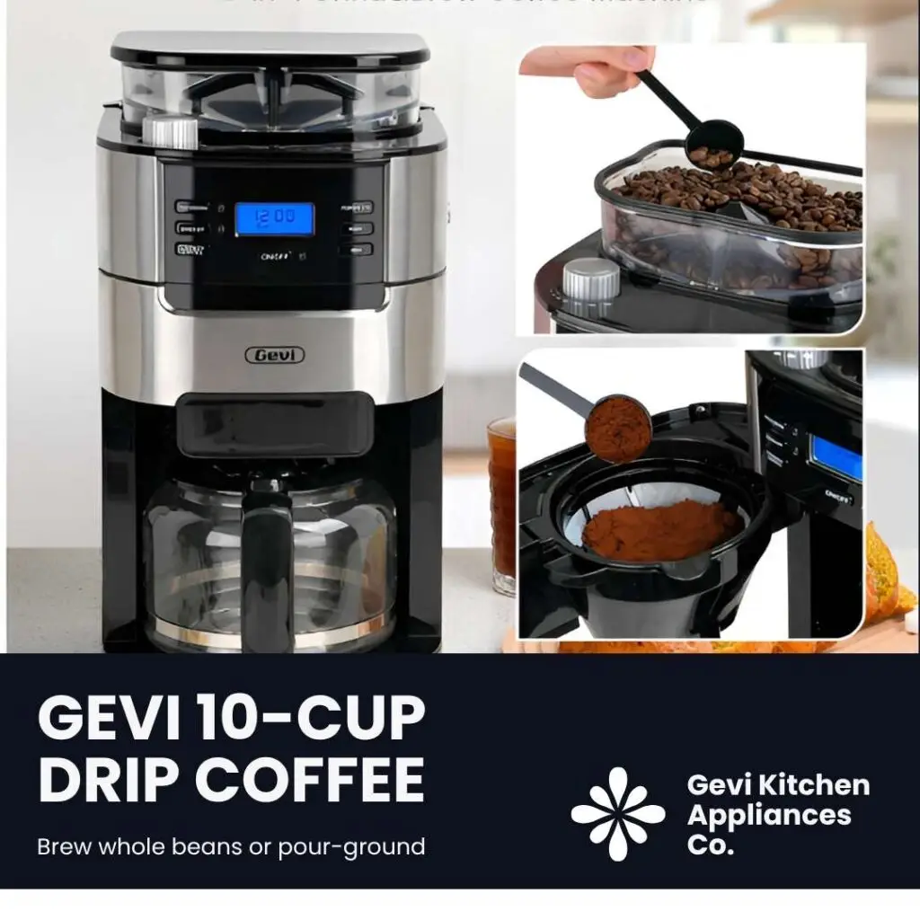 Gevi 10-Cup Drip Coffee maker with grinder
