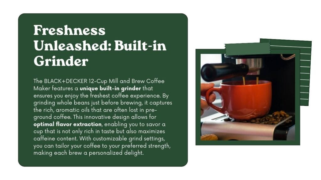 BLACK And DECKER 12 Cup Mill and Brew built in grinder