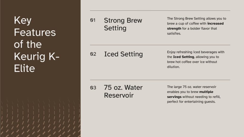 Keurig K-Elite Coffee Maker key features
