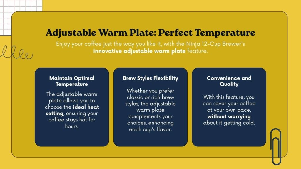 Ninja CE 251 coffee maker ADJUSTABLE WARMING PLATE