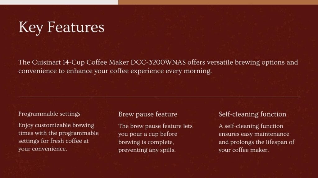 Cuisinart 14-Cup Coffee Maker key features