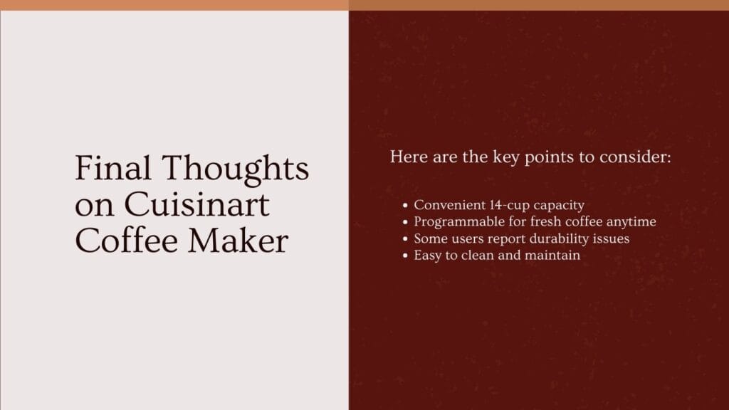 Cuisinart 14-Cup Coffee Maker key features