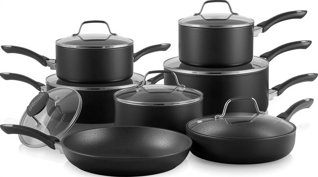 Astercook Non Stick RV Pots and Pans Cookware Set with Detachable Removable Handle